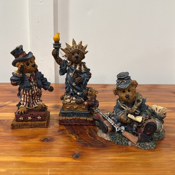 NIB Vtg 90's Boyds Bears Figurines Lot of 3 Union Jack Uncle Elliot Ms Libearty - Picture 1 of 11